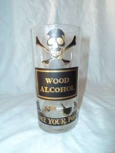 Vintage Georges Briard WOOD ALCOHOL Name your Poison glass  