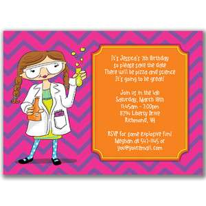   Scientist Invitations Girl Birthday Party Girls Science Lab EXCLUSIVE