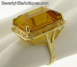 Large Magnificent Color Gem Citrine 14k Yellow Gold Ring  