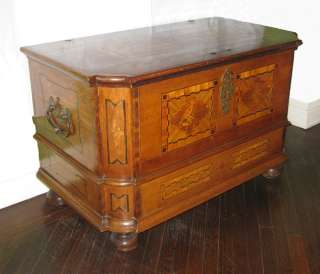 Dowry Blanket Chest Circa 1840 Flemish Dutch or German Marquetry Large 