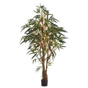    Lit Potted Artificial Ficus Alii Tree   Clear Lights
