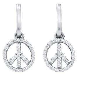   Peace Sign Earrings With 2.25 Carat Total Diamonds Covering The Peace