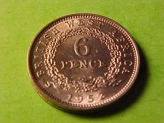 BRITISH WEST AFRICA 6 PENCE 1952 CH BU RARE KM 31 ONLY 167 PIECES 