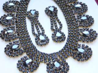 DRAG QUEEN *EXLUSIVE* HUGE Rhinestone Necklace SET SIGNED by BIJOUX M 