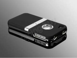Deluxe Hard Case Cover Chrome Front & Stand for Apple iPhone 4 4