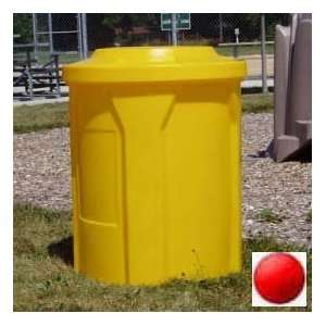  42 Gal. Round Receptacle, 4 Recycle Lid, Liner   Red 