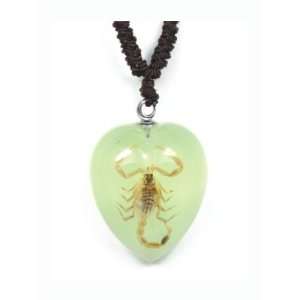 Real Insect Necklace Golden Scorpion (small/glow)