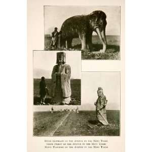  1909 Print Stone Elephant Priest Warrior Statue Ming Tombs 