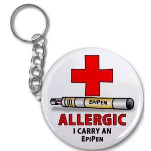  ALLERGY ALERT EPIPEN 2.25 Medical Button Style Key Chain 