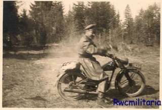 TERRIFIC Wehrmacht Officer Gives Try at Riding Motorcycle in Field 