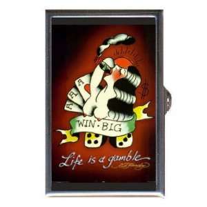  LIFE IS A GAMBLE ACES TATTOO Coin, Mint or Pill Box Made 