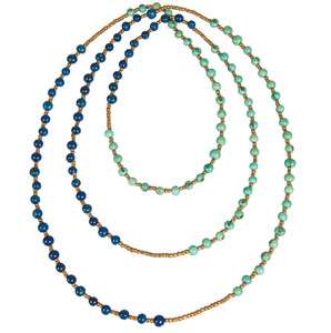 Acai Seed Color Block Rope Necklace   Pacifc Blue/Aqua  