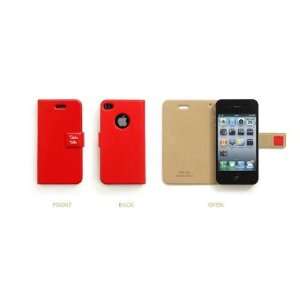 Table Talk leather cover for apple iPhone 4s (red)/with mirror screen 