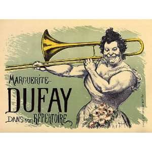  MARGUERITE DUFAY PLAYING TROMBONE VINTAGE POSTER CANVAS 