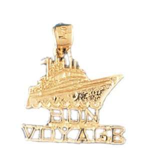  14kt Yellow Gold Bon Voyage Cruise Ship Pendant Jewelry