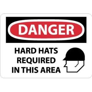 Danger, Hard Hats Required In This Area, 7X10, .040 Aluminum  