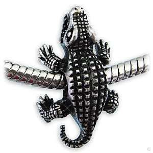 slide on Charm Bead   crocodile silver element #16142, Beads bracelet 