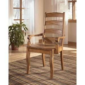  Wood Arm Chair by Ashley   Burnished Brown Finish (D430 