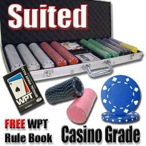   Suited 11.5 Gram Clay Poker Chip Set w/ Aluminum Case & Free WPT Book