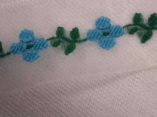 120 Yd Lot 7/8 Blue Flower Embroidered White Organza Ribbon  