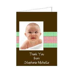  2+2 on Pink & Mint Baptism Christening Thank You Cards 