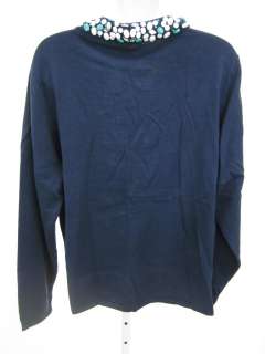 VICTOR COSTA Blue Bead Trim Long Sleeve Sweater Sz 1X  