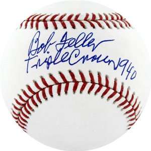  Bob Feller Autographed Baseball with Triple Crown 1940 