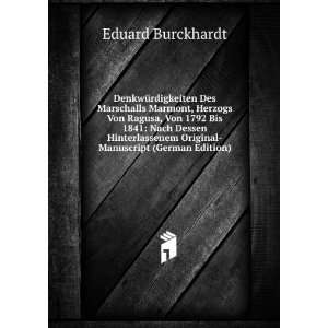   Original Manuscript (German Edition) Eduard Burckhardt Books