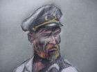 Ink, Pencil Drawing with Watercolor of a Sailor, Signed  