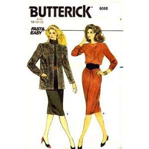  Butterick 6068 Sewing Pattern Jacket Dress Size 14   16 18 