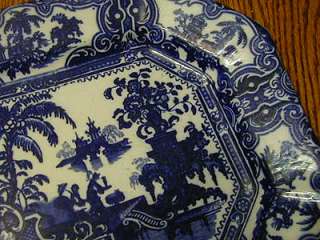 Flow Blue Ironstone Platter d W Adams & Co Kyber 1891 early 1900s 