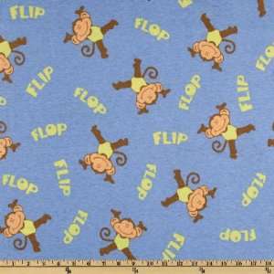  58 Wide Cotton Jersey Knit Flip Flop Monkey Chambray 