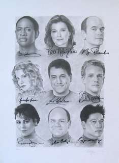 Star Trek Voyager   Pencil Sketch Poster Print Full Cast Signed 