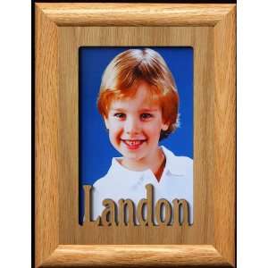  5x7 Landon ~ Portrait Laser Cut Oak PHOTO NAME FRAME 