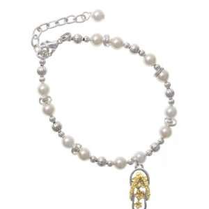   Open Plumeria Flower Flip Flop and Czech Pearl Beaded Ch Jewelry