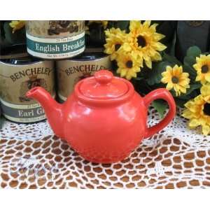  Ceramic 2 cup Brown Betty Teapot, Cinnamon Red Kitchen 