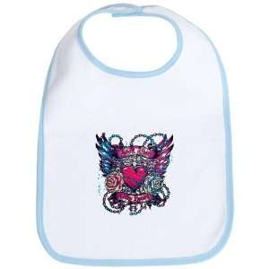  Baby Bib Sky Blue Look After My Heart Roses Chains and Angel 