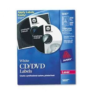  Avery® CD/DVD Labels LABEL,LR CD/DVD 250PK,WHT (Pack of2 