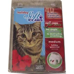  Soft Claws for Cats, Size Medium, Color Holiday (Red 