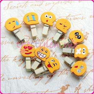 10 Wooden Note Clips Clothespins Education Toy Emotion  