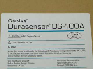   OxiMax Durasensor DS 100A Adult Oxygen Sensor Oximeter NELLCOR Tyco