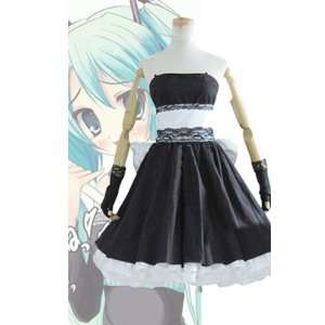  Vocaloid Miku Hatsune Cosplay Costume Black Dress Toys 