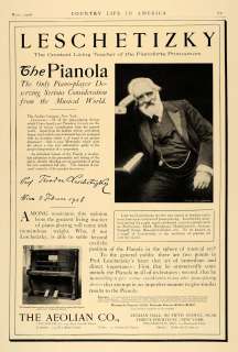 1906 Ad Aeolian Pianola Leschetizky Liszt Paderewski   ORIGINAL 