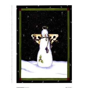  Leslie Beck Praying Snowman 6x8 Poster Print Patio, Lawn 
