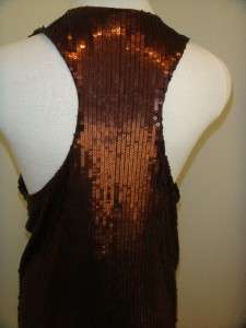 New Yaya Aflalo L Brown Sequin Sleeveless Dress/Top  