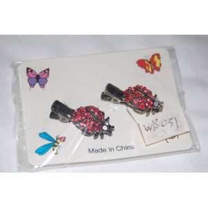  2 Red Ladybugs on 1.25 Silver Alligator Clips Beauty