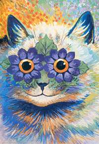 his is an image of a cat with blossom eyes by Louis Wain 