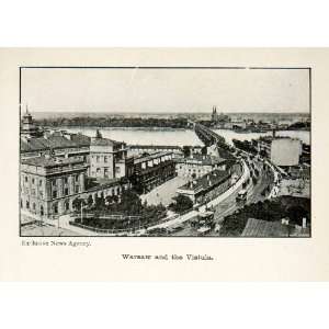  1916 Print Warsaw Warsawa Poland Polska Vistula River 