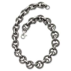  Stainless Steel Fancy Link Necklace Length 22 Jewelry