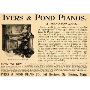  1903 Vintage Ad Ivers Pond Upright Piano Classique 309 